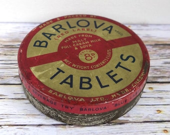 Vintage Metal Tin: Barlova Red Label Tablet Box with Lid