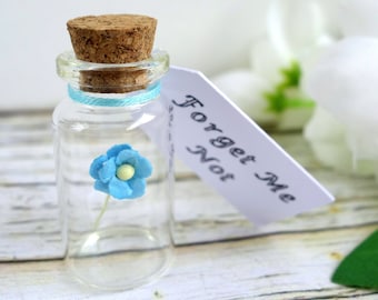 Miss You Gift: Forget Me Not Flower in Bottle, Long Distance Love or Remembrance Gift