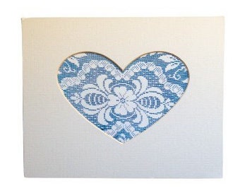 Blue & White Heart Art: Original Lace Cyanotype Print in Heart Mount 8 x 10 Inches, Valentine's Gift