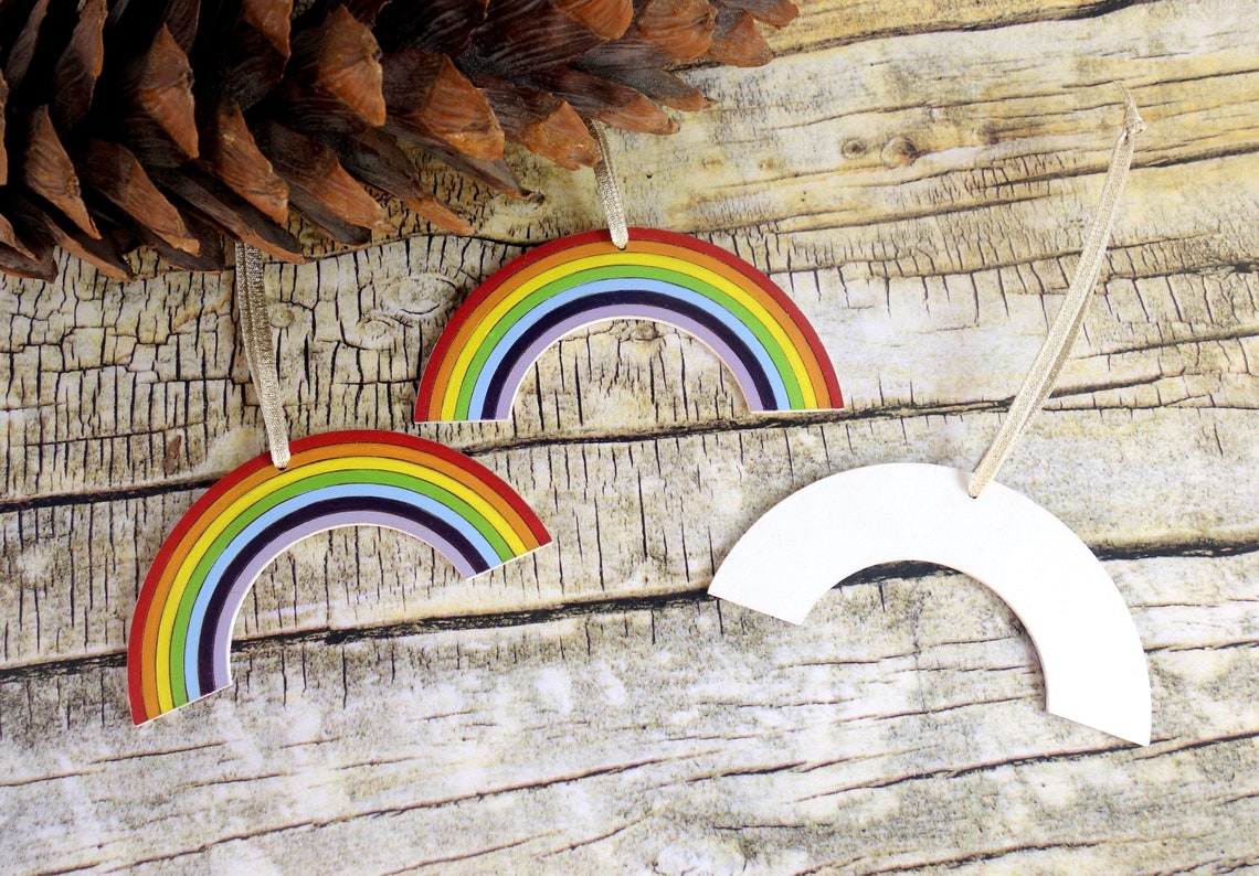 Rainbow Christmas ornaments: colourful tree decorations set | Etsy