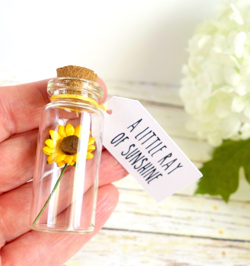 A little ray of sunshine: sunflower positivity gift, supportive message for friend, mental health / thinking of you. image 3
