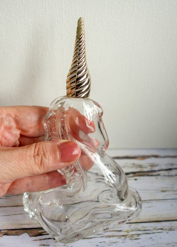 Vintage Avon Unicorn Perfume Bottle, Clear Glass with… Gem