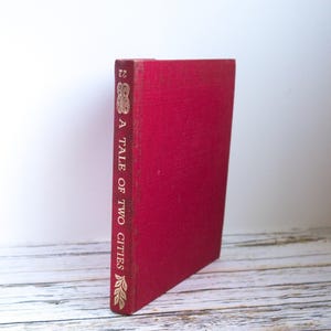 vintage red hardback book,Charles Dickens A tale of two cities