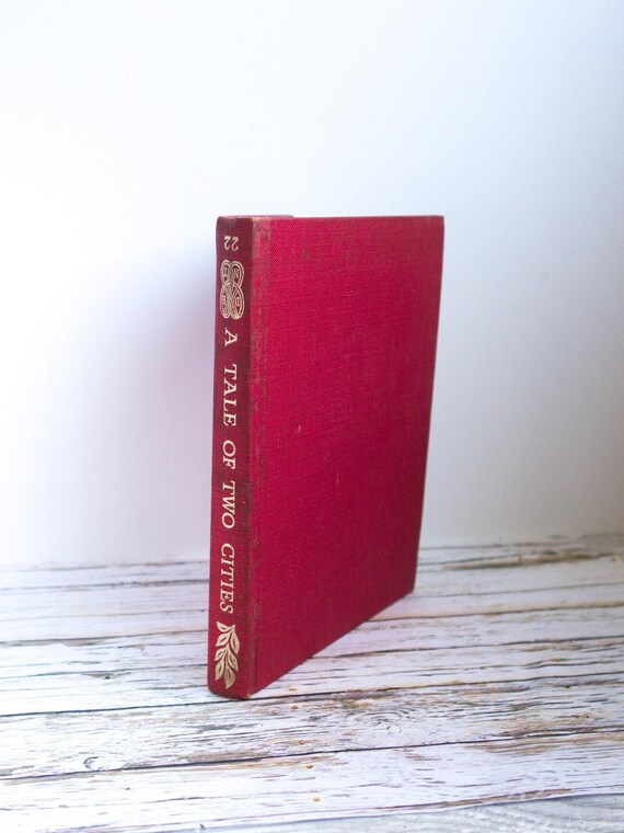 Charles Dickens Book, A Tale of Two Cities: Vintage Red Hardback Novel