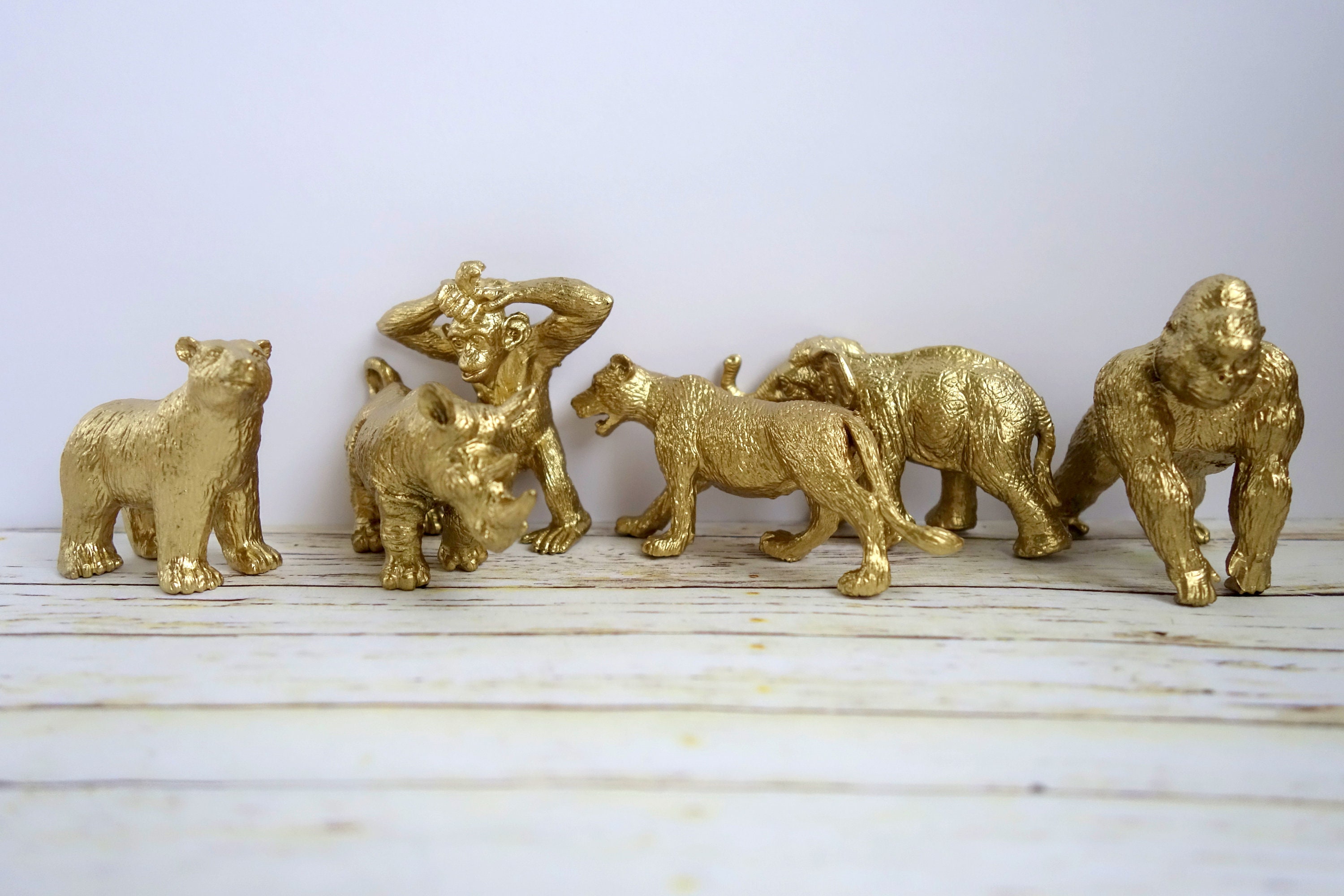 Glam gold animal decor 6 Safari / zoo party decorations wild Etsy