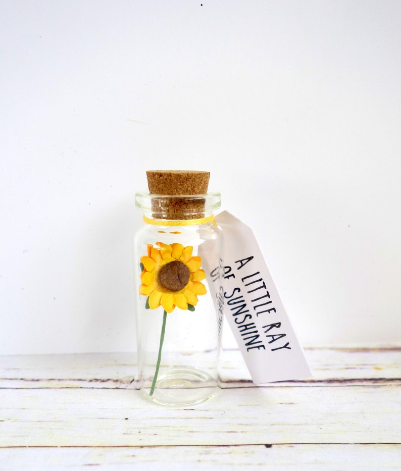 A little ray of sunshine: sunflower positivity gift, supportive message for friend, mental health / thinking of you. image 1