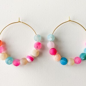 Beaded Gold Hoops