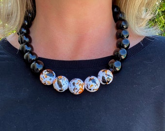 Halloween Black and Orange Chunky Necklace