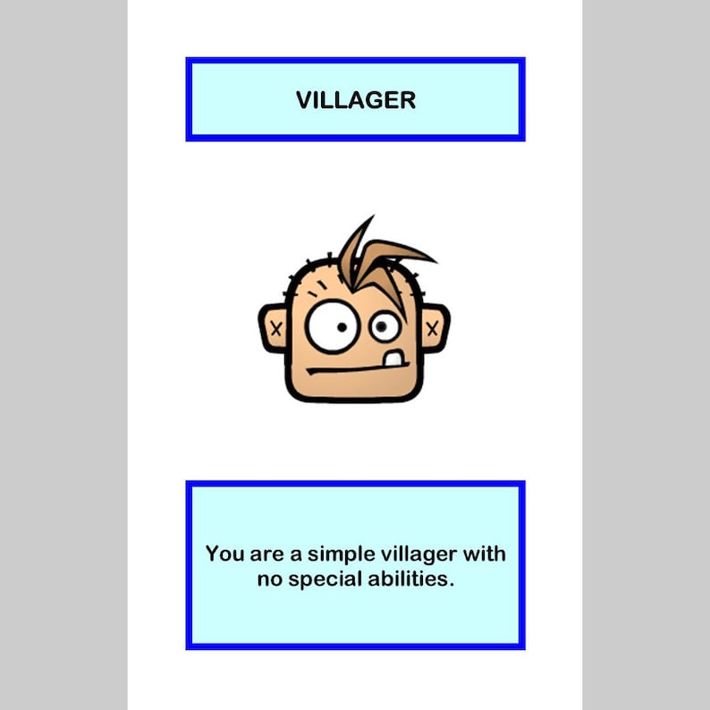 Werewolf Simple Card Werewolf Card Game Print and Cutout at Home - Etsy
