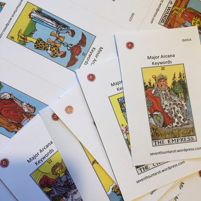 Learn Tarot Flashcards Template Print and Cutout at Home Tarot Deck