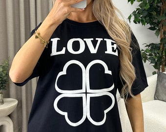 Alfie Black Love Slogan Graphic Print T-Shirt