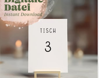 Printable "Schlichte Handlettering Tisch Nummern", Digitales Produkt zum Ausdrucken, für Hochzeit, Party und Familienfeste