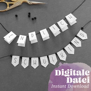 Plantilla "Por fin Letras Escolares MINI CADENA DE MOLINO DE VIENTO" Imprimible, Producto Digital, para Tarjetas, Decoración de Tortas, Adorno para Tartas, Matrícula Escolar