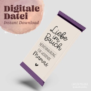 Plantilla de impresión para futuras mamás AMOR en el VIENTRE Imprimible DIY portada banderola empaque de chocolate para embarazadas mamá pequeño milagro