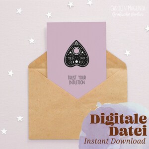Plantillas de impresión de tarjetas de felicitación "CONFÍA EN TU INTUICIÓN" Imprimibles para imprimir tú mismo, postales A6 y tarjetas de felicitación