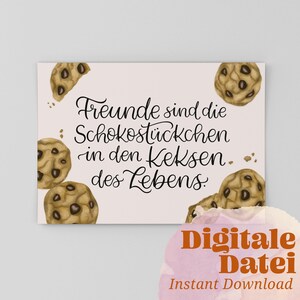 Modèles d'impression carte de voeux "AMIS & CHOCOLAT COOKIES" Imprimable à imprimer soi-même, cartes postales et cartes de voeux A6