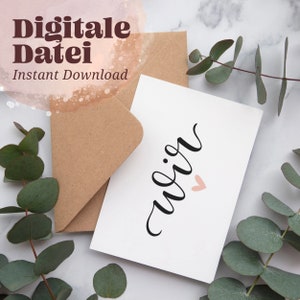 Partnergeschenk Druckvorlage Grußkarte WIR Printable DIY Postkarte Grußkarte Umschlag aus Papier Digitale Datei Liebesbotschaft Hochzeitstag