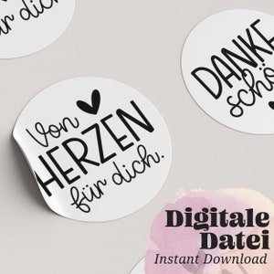 Plantilla de impresión Plantilla de pegatinas PARA TI GRACIAS Producto digital Etiquetas de regalo DIY con frases para papel adhesivo Pegatinas redondas 40 mm