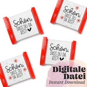 Modello di stampa BELLO che tu sia qui Stampabile fai da te Mini quadrato di cioccolato Banderole Decorazione tavolo matrimonio Grazie Compleanno Sedile