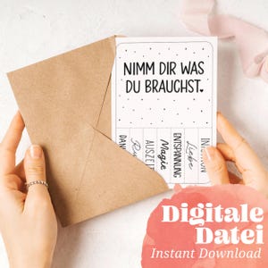 Plantilla de impresión de tarjeta "Toma lo que necesitas". Imprimibles, tarjetas de felicitación en formato A6, bolsa de regalo, souvenir, embalaje de regalo de bricolaje