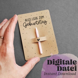Mini-Karten Druckvorlagen, 2 Versionen, "HAPPY BIRTHDAY - Alles Liebe zum Geburtstag" Printable, Grußkärtchen im A7 Format Geburtstagskarte