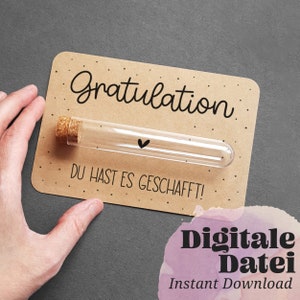 Sjablonen afdrukken "Gefeliciteerd! Het is je gelukt!" Afdrukbaar, examen, afstuderen, middelbare schooldiploma, voor geldelijke geschenken