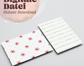 6 Designumschläge Druckvorlagen, "COLOURFUL PATTERNS" Printable zum selbst ausdrucken, passend für A6 Post- und Grußkarten