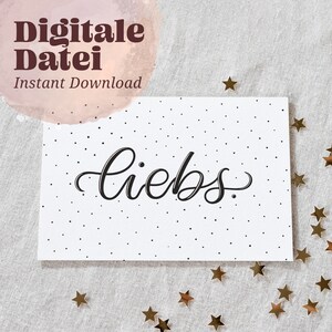 Modèles d'impression carte de voeux "LIEBS" Imprimable à imprimer soi-même, cartes postales et cartes de voeux A6