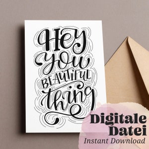 Modèles d'impression carte de voeux "HEY YOU" Imprimable à imprimer soi-même, cartes postales et cartes de voeux A6