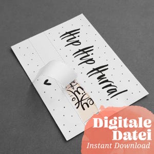 Gutscheinumschlag Druckvorlage Hip Hip HURRA Gutschein Printable DIY Geburtstag Konfetti Papierumschlag zum Aufreißen Geburtstag in der Tüte
