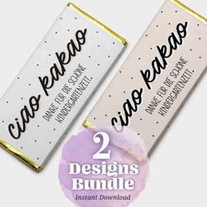 Print templates Banderole CIAO KAKAO Thank you for the wonderful kindergarten time Printable Digital File Chocolate packaging Farewell Kita DIY