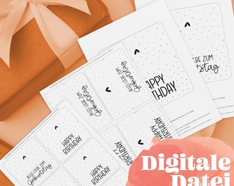 "Happy Birthday" Printable Bag Closure Templates - Printable Bag Flaps for Gift Bags - DIY Gift, Thank You, Birthday Party