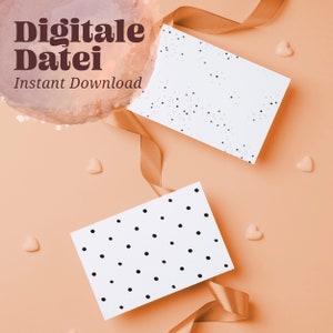 Plantillas para imprimir tarjetas de felicitación "PATRONES DE TINTA NEGRA": 6 mini tarjetas plegables con patrón de manchas de tinta de acuarela, tarjetas de regalo DIY imprimibles, tamaño A7, sencillas.