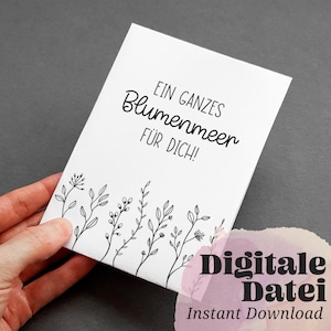 Blumensamentüten Druchvorlage Geschenktüten BLUMENMEER Zeit statt Zeug Digitales Produkt Printable Bundle DIY für Karten Gutschein Einladung