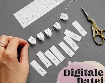 ABC Vorlage Alphabet Buchstaben MINI WIMPELKETTE Printable Diy für Kartenverzierung Kuchendeko Digitales Produkt Hochzeit Geburtstag Taufe