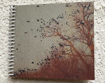 WOODLAND CROW art journal, blank, book, stationery, paper supplies, forest, tree, art, gifts, handmade