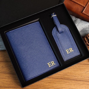Personalisierter Leder Passhalter & personalisierter Gepäckanhänger, Hochzeit Brautjungfer Trauzeugin Geschenk, Reisebrieftasche, Reisegeschenk, Flitterwochengeschenk
