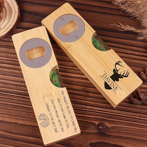 Personalized Wooden Spirit Level,Custom Wooden Spirit Level Bottle Opener for Dad,DIY Multitool Father&#39;s Day Gift,Unique Gifts for Him