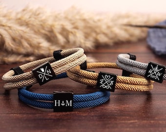 Personalized Initial engraving bracelet, Custom Couple bracelet,Men bracelet Gift for Husband Boyfriend,Anniversary Gift,Gift for Him Her