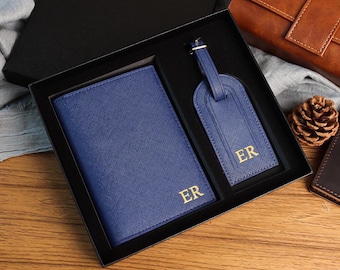 Porta pasaporte de cuero personalizado y etiqueta de equipaje personalizada, regalo para dama de honor, padrino de boda, billetera de viaje, regalo de viaje, regalo de luna de miel