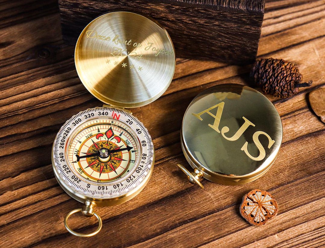 Engraved Brass Compass, Personalized Handwriting Gift - Etsy