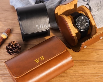 Personalized Leather Watch Box ,Custom Leather Watch Box, Engraved Watch Case Gift,Valentine Gifts for Men ,Gift For Dad ,Groom men Gift,