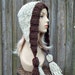 Custom Order for Sonya - Chunky Knit Hat Women Hat Chocolate Brown and Oatmeal Hood - Ear Flap Hat - Tassel Hat