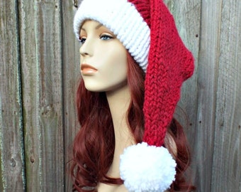 Santa Hat, Christmas Hat, Santa Claus Hat, Knitted Santa Hat, Knit Hat, Womens Hat, Mens Hat, Winter Hat, Winter Accessories