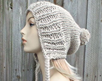 Slouchy Winter Hats for Women, Chunky Knit Hat, Womens Hat, Mens Hat, Knit Beanie, Knit Cap, Slouchy Hat, Charlotte Slouchy Beanie, Mushroom