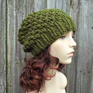 Chunky Knit Hat, Mens Hat, Womens Hat, Winter Hat, Knit Accessories, Knit Beanie, Knit Cap, Mossy Beanie, Cilantro Green
