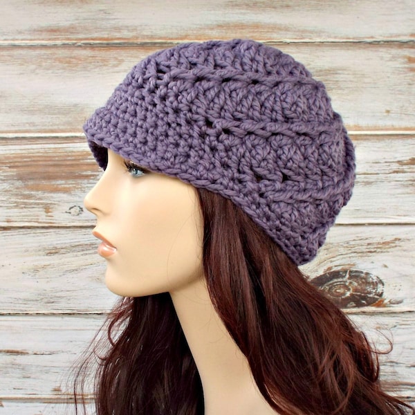 Crochet Hat Pattern, Easy Crochet Pattern, Newsboy Hat, How To Crochet Tutorial, Womens Hat, Womens Beanie, Pippa Swirl Beanie