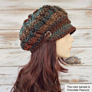 Crochet Hat for Women, Womens Hat with Brim, Winter Newsboy Hat, Golf Cap, Baker Boy Hat