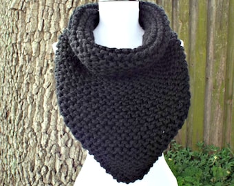 Neckwarmer Femmes Surdimensionné Bandana Tricot Chebot Echarpe - Foulard Noir Couvre-Noir Couvre-Automne Mode Hiver Echarpe