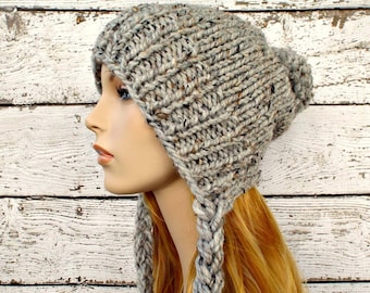 Slouchy Beanie gebreide muts - Gemakkelijke breipatronen voor hoeden - Gebreide mutspatronen Dameshoeden - Brei-tutorial Hoe u een PDF-patroon breit